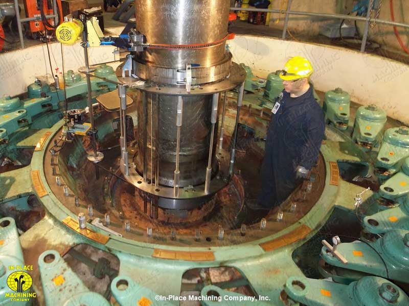 hydro turbine shaft machining without shaft rotation